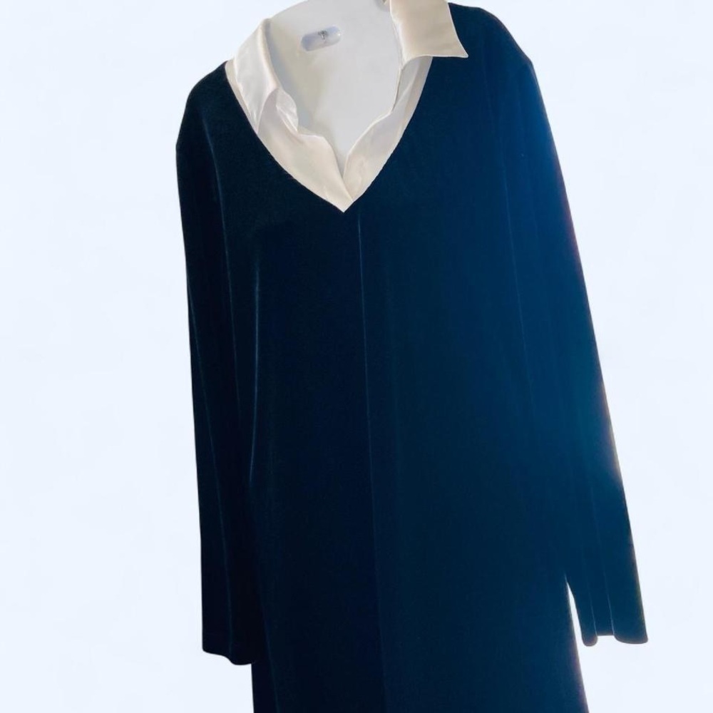 Elegant Black Dress with White Collar Social Circles 14